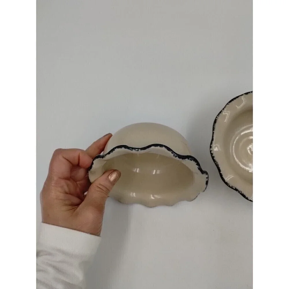 Home & Garden Party LTD 2004/05 Stoneware Chip Dip Bowl Blue Sponge Replacement